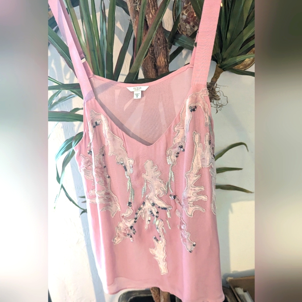 Guess Sheer Sequinned Top